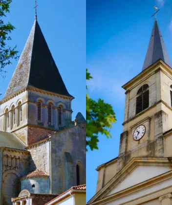 photo des 2 eglises explique L'histoire de la Paroisse Mareuil-Ste Hermine